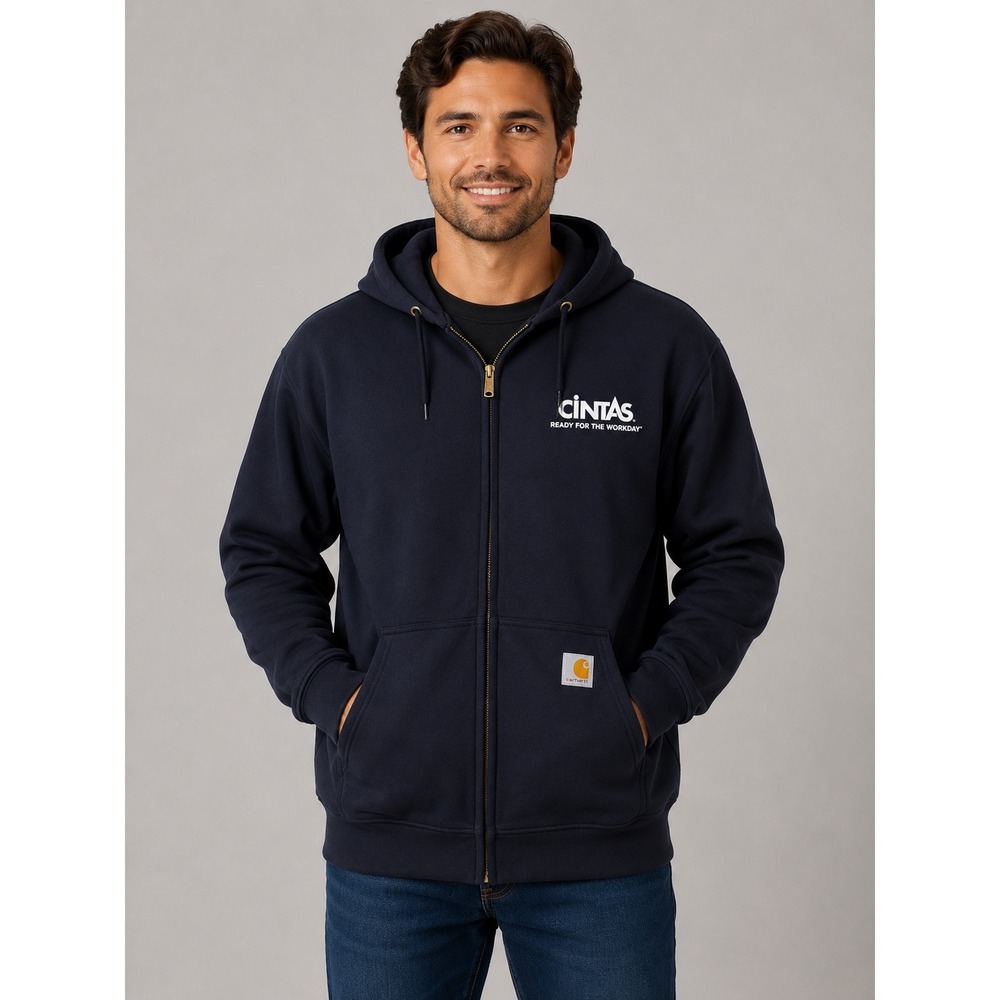 Carhartt Mens XL Loose Fit Midweight Full-Zip Hoodie Navy Cintas Logo NWT - Picture 1 of 7